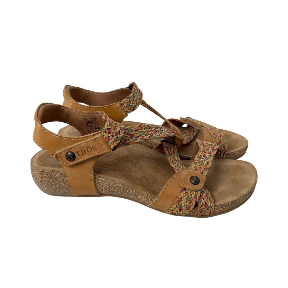 Taos Trulie Sandals Women's Size 10-10.5 Multicolored Strap Leather Wedge
